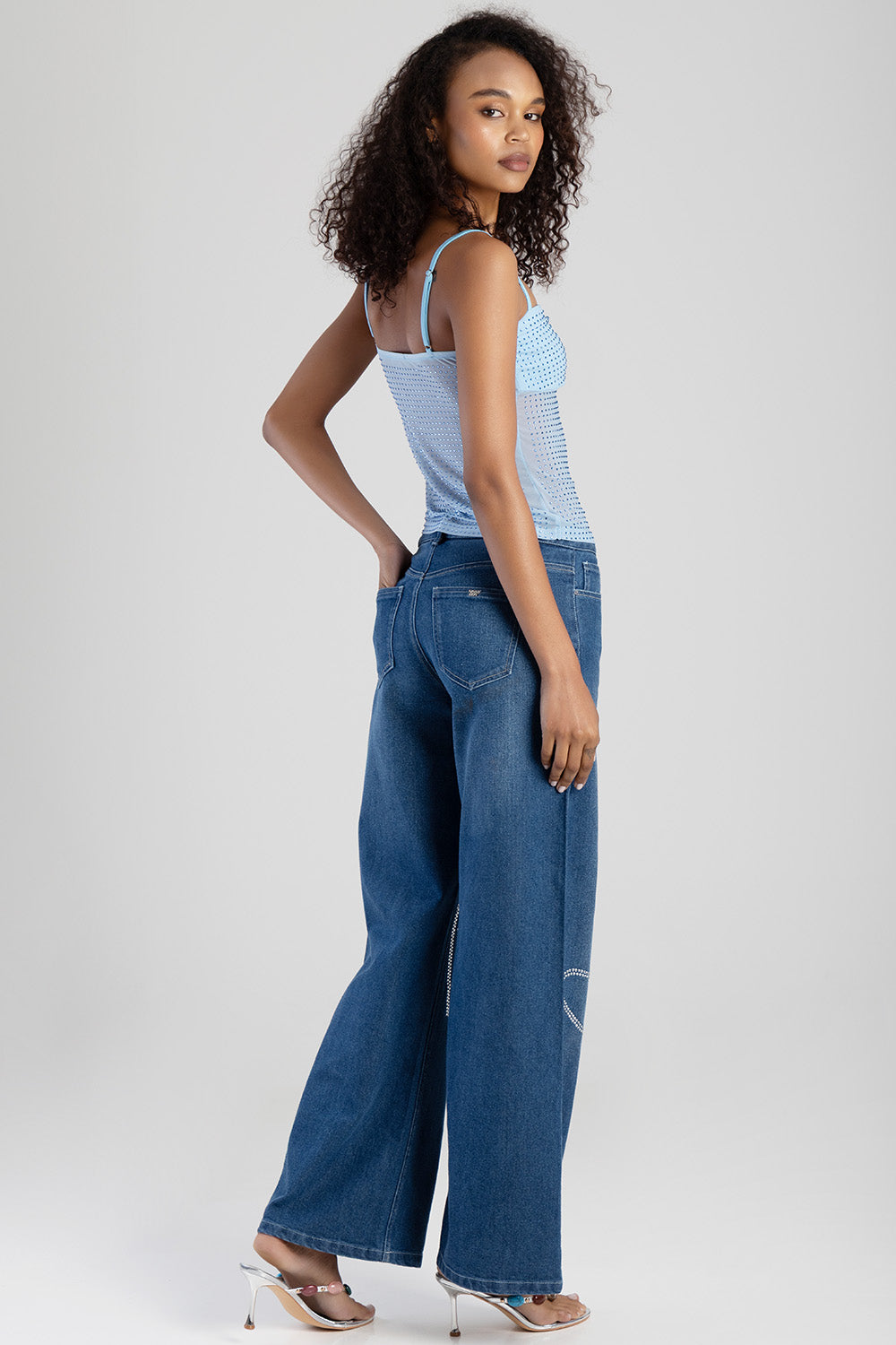 High Waist Wide Leg Denim - Mid Blue