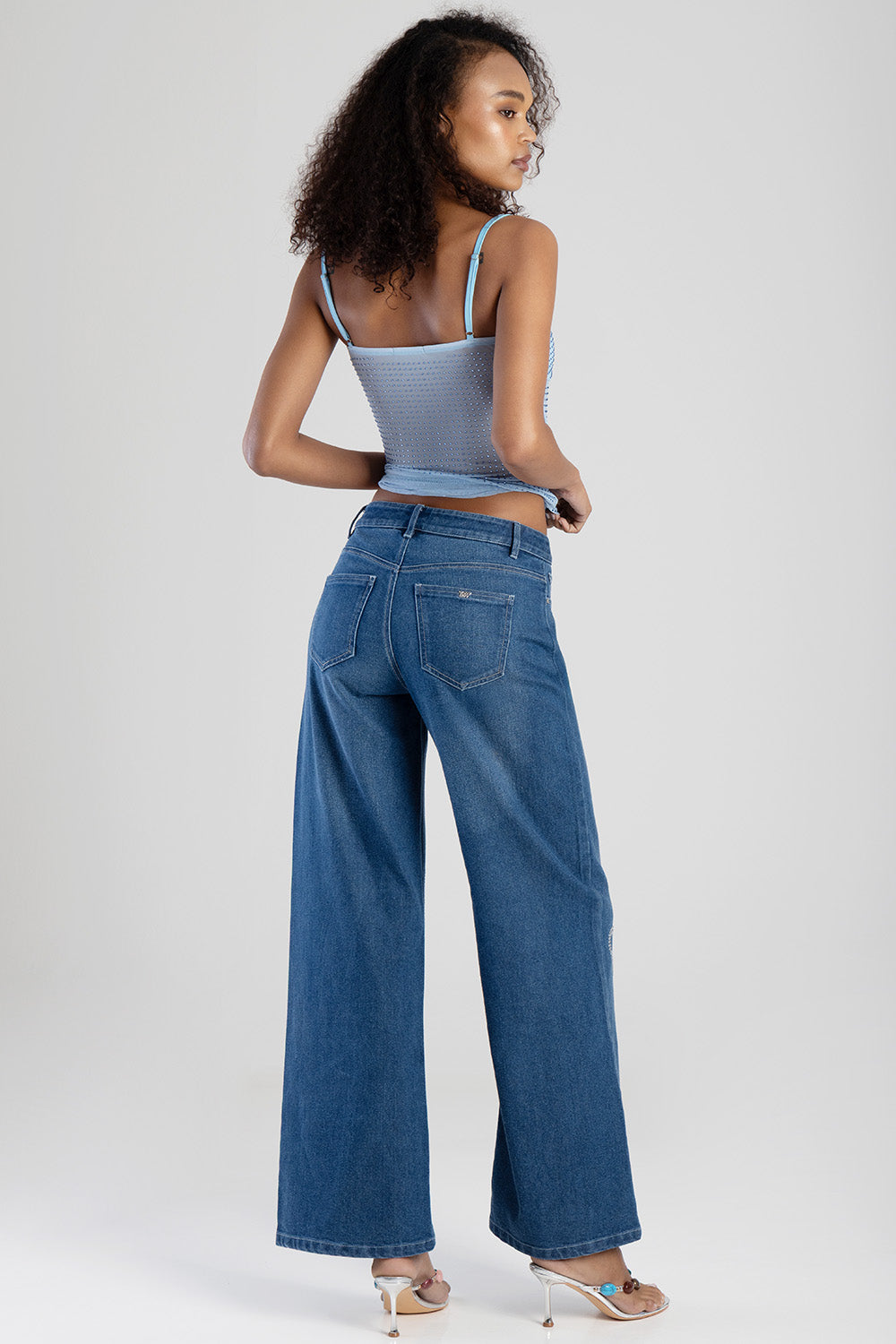 High Waist Wide Leg Denim - Mid Blue