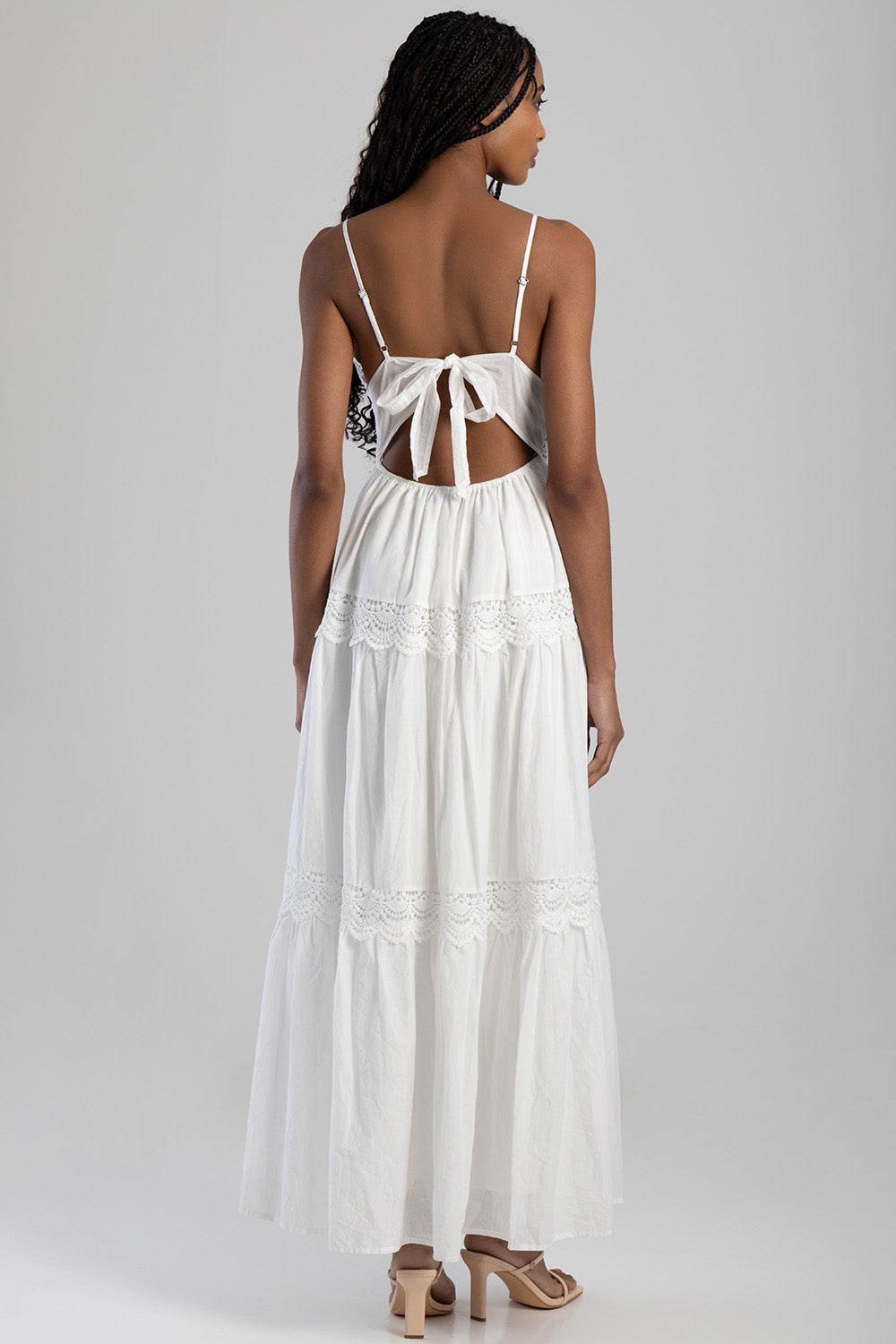 Aurelia Tiered Lace Maxi Dress - White