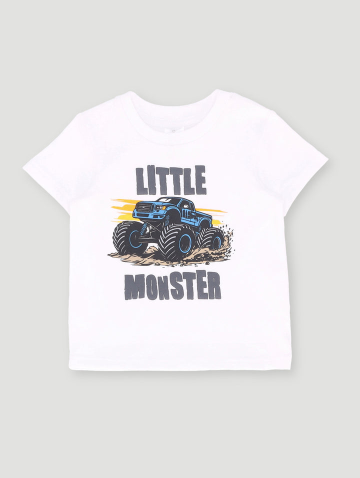 Baby Boys Litte Monster Tee - White