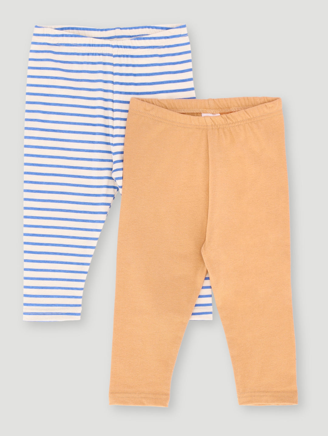 Baby Girls 2 Pack Knit Flower Legging - Light Stone