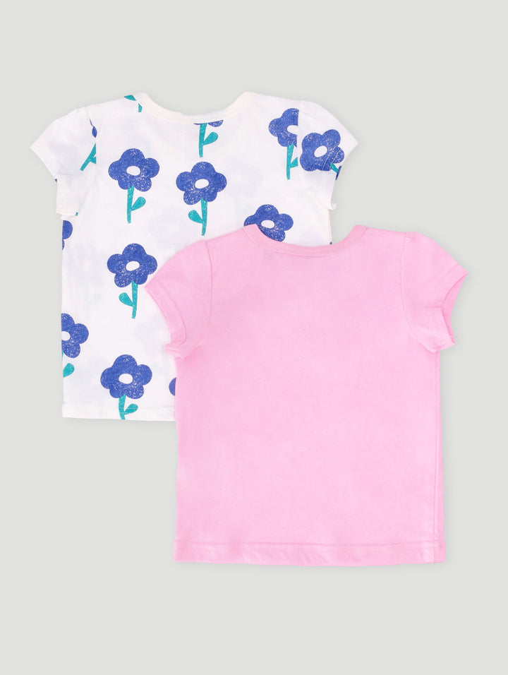 Baby Girls 2 Pack Flowers Tee - White Multi