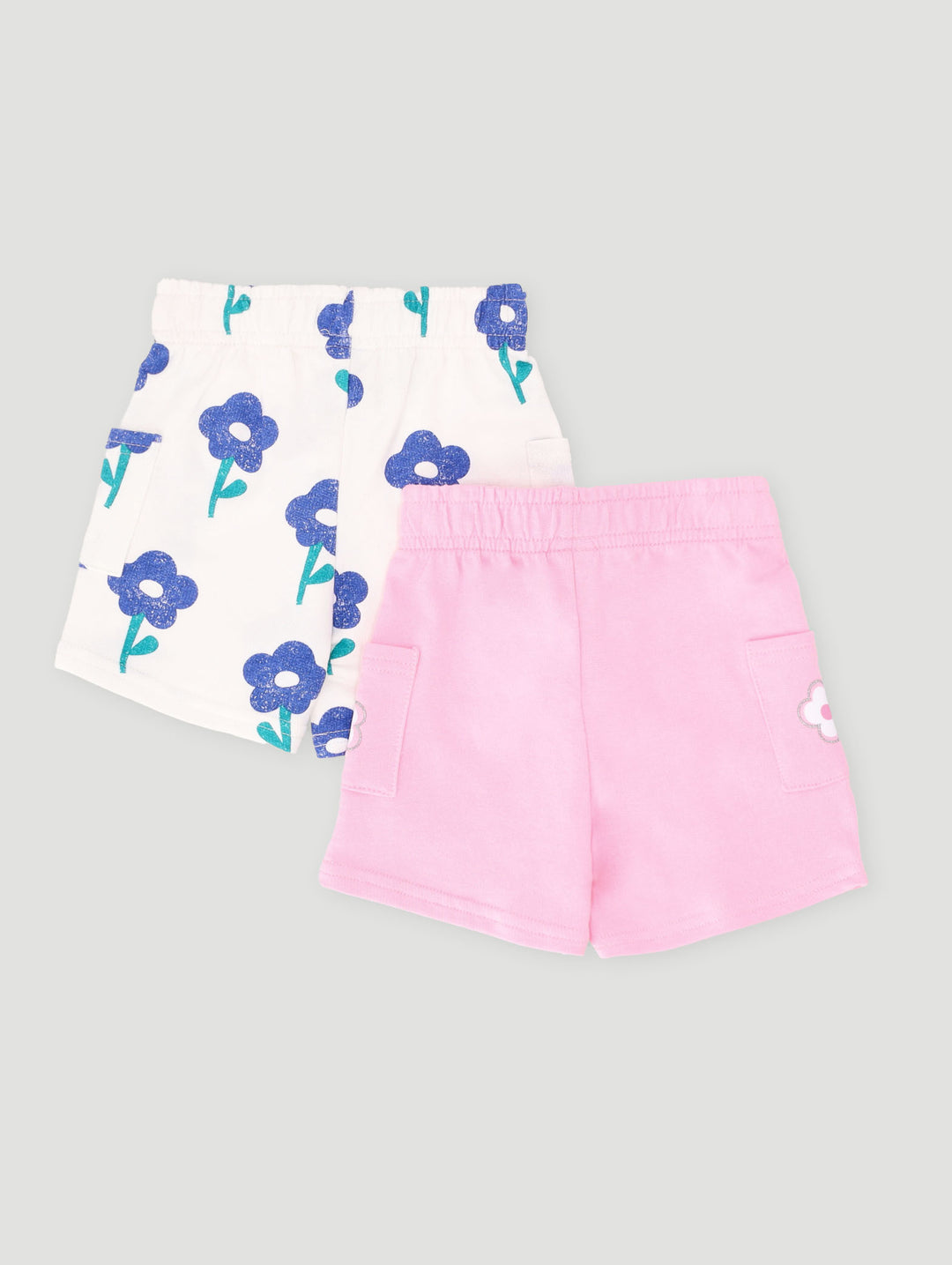 Baby Girls 2 Pack Flowers Short - White Multi