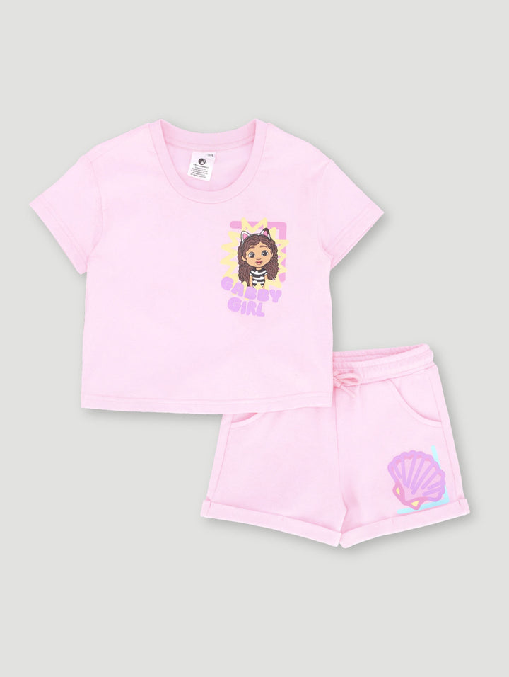 Pre-Girls Gaby Boxy Tee & Short Set - Pink