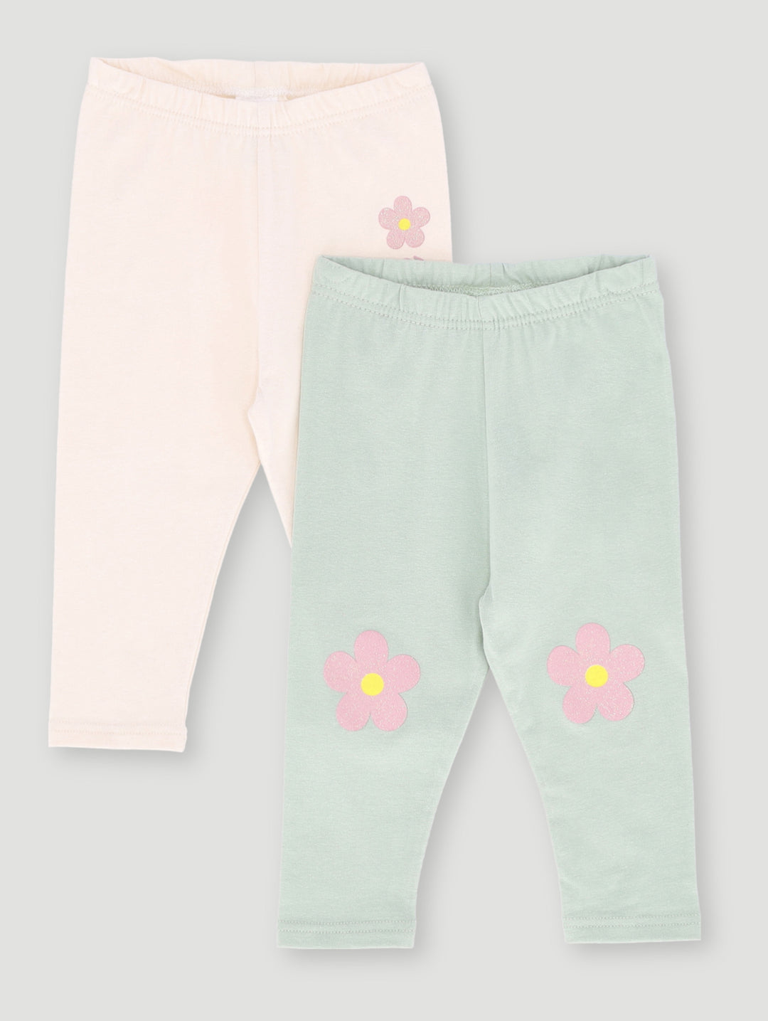 Baby Girls 2 Pack Knit Daisy  Legging - Sage