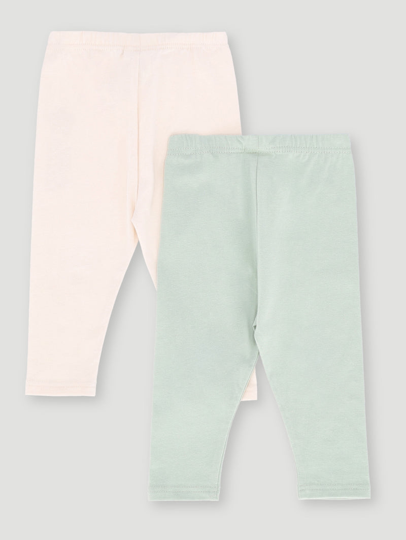 Baby Girls 2 Pack Knit Daisy  Legging - Sage