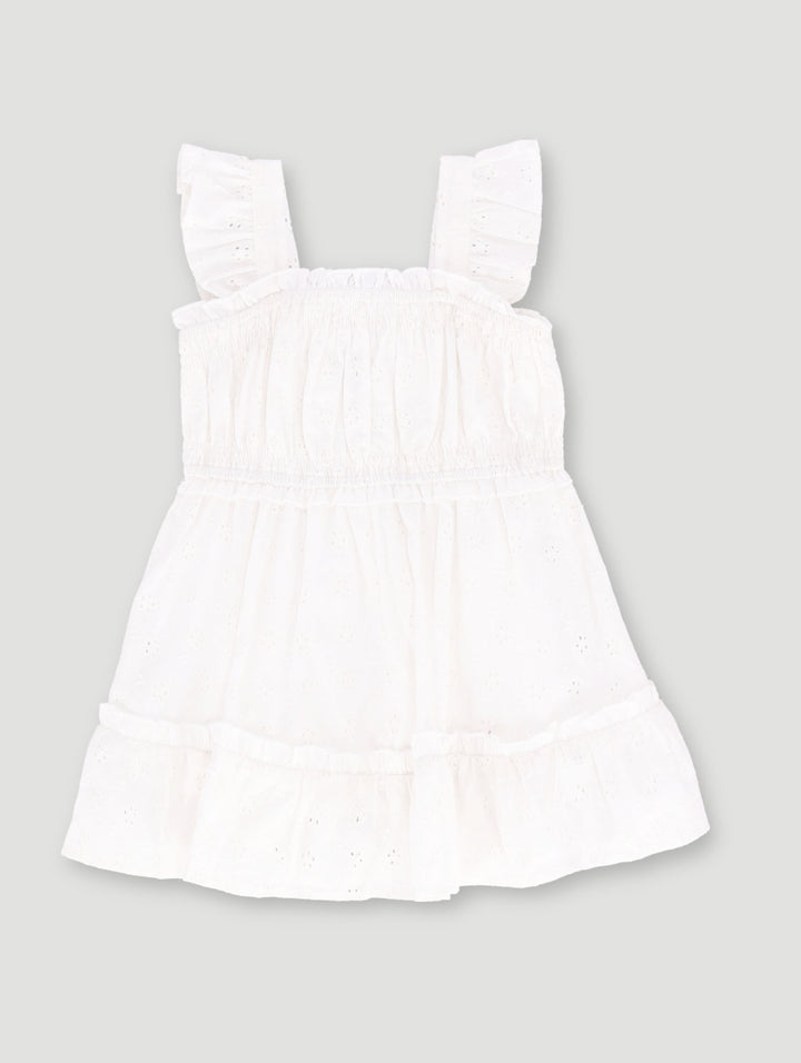 Baby Girls Sleeveless Anglaise Dress - White