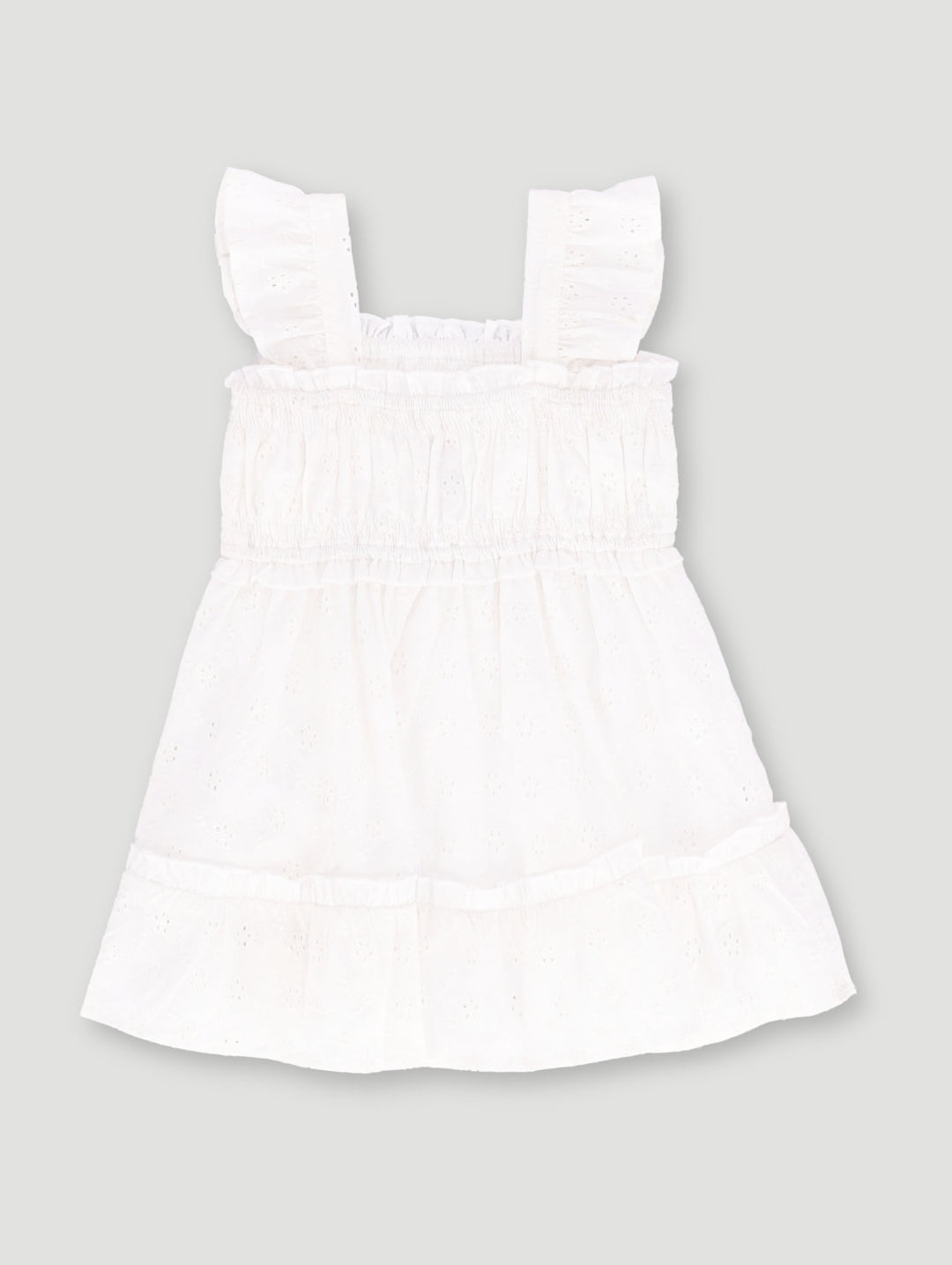 Baby Girls Sleeveless Anglaise Dress - White
