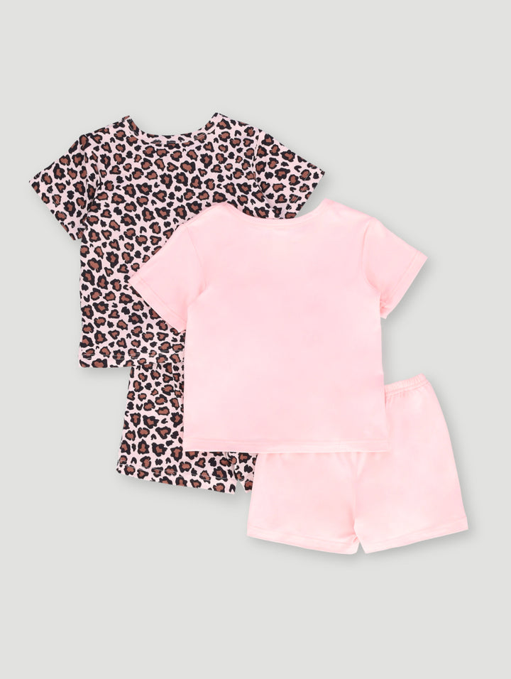 Pre-Girls 2 Pack Animal Print Bear Sleep Set - Peach