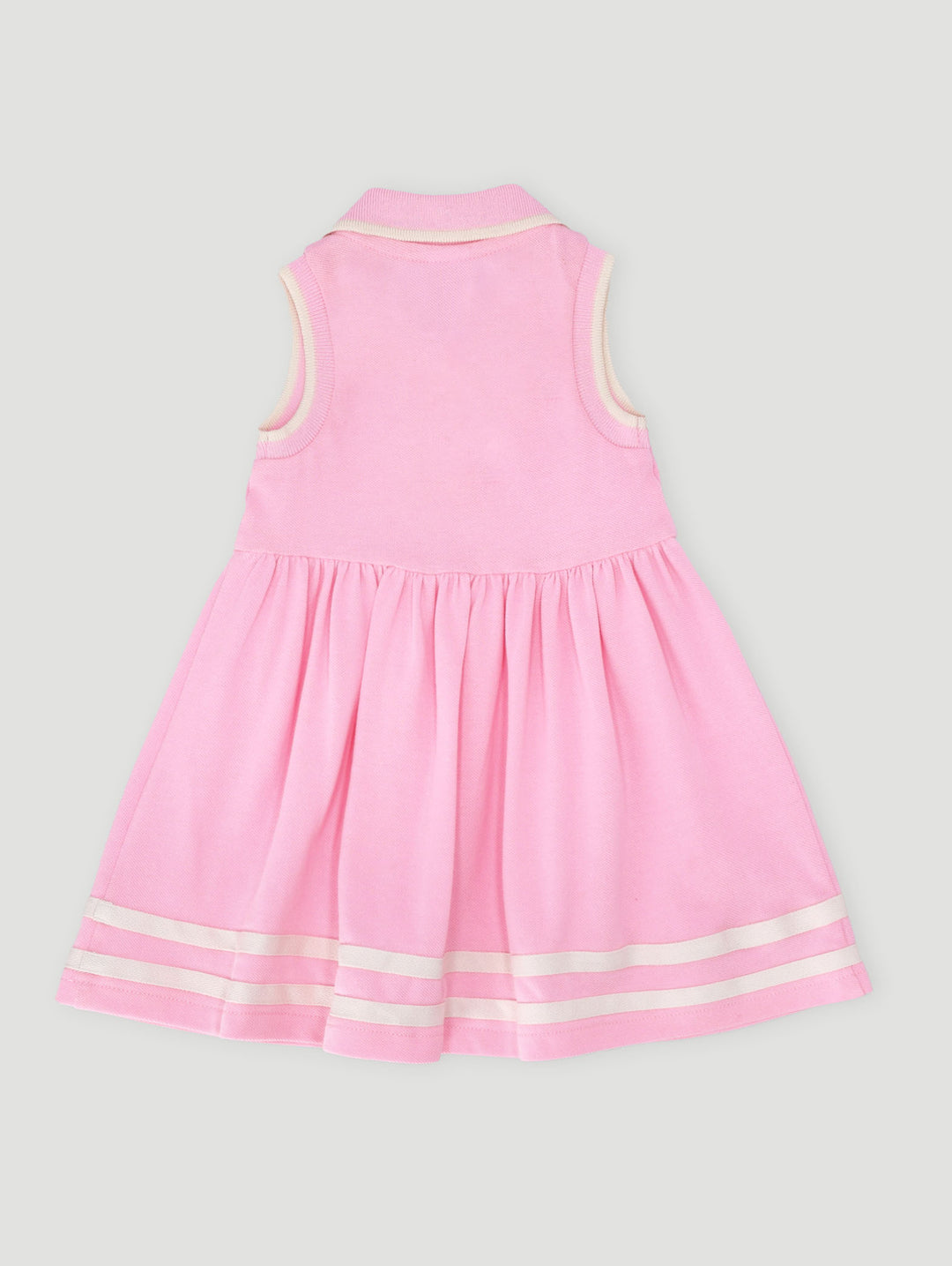 Baby Girls Embroidered Piquet Daisy Golfer Dress - Dusty Pink