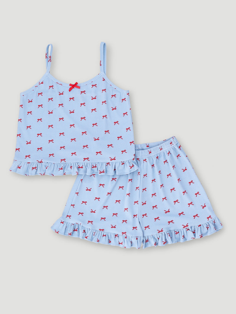 Girls Bow Print Sleep Set - Blue