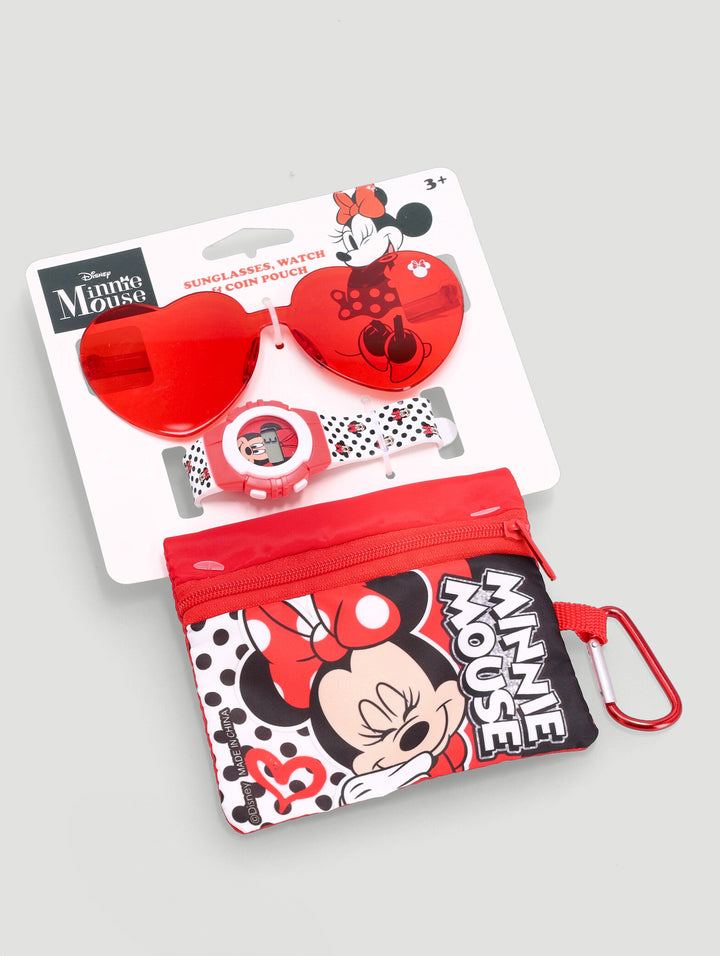 Pre-Girls Minnie Watch, Sunnies & Coin Pouch Set - Red