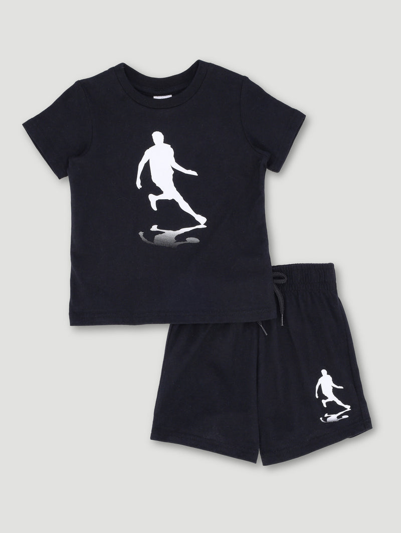 Baby Boys Basketball Print Knit Set - Black/White