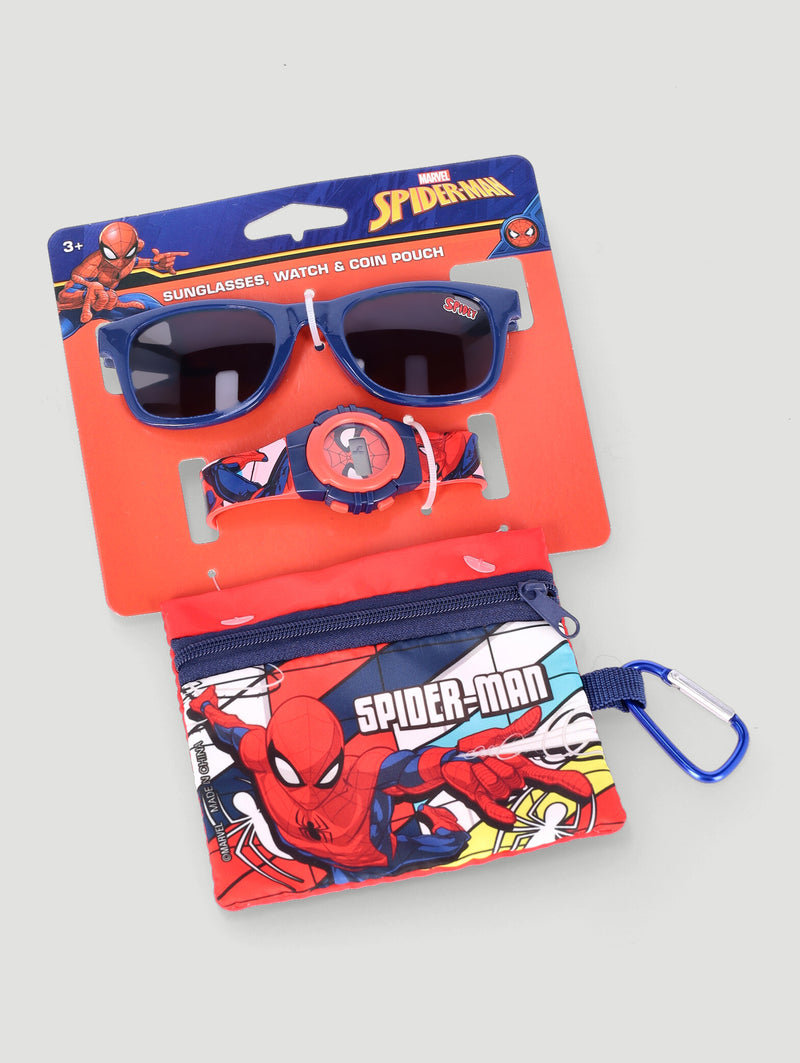 Pre-Boys Spiderman Watch, Sunnies & Coin Pouch Set - Blue