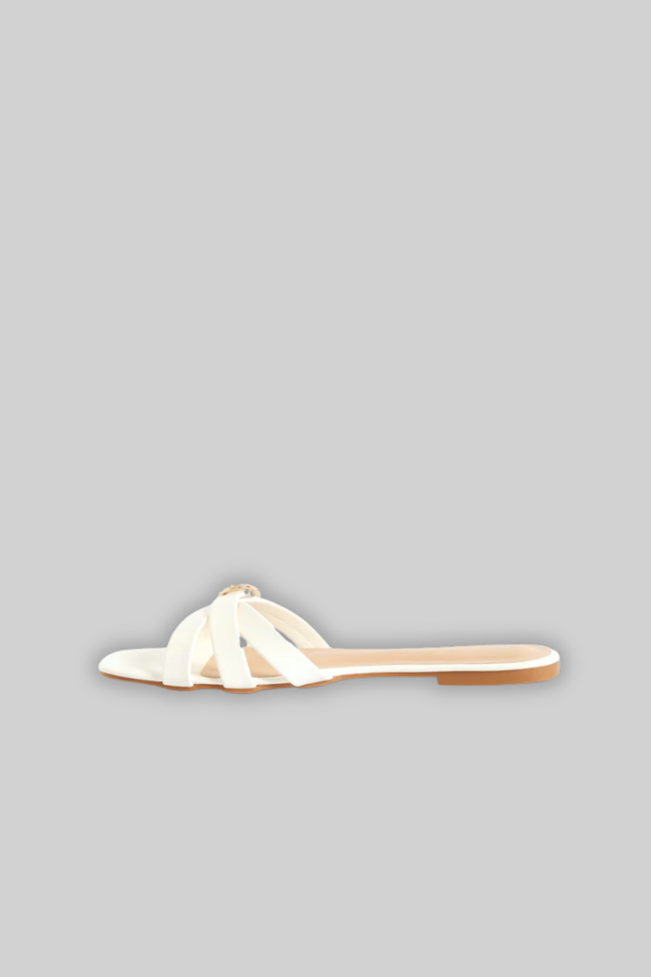 Belt & Buckle Detail Crosstrap Sandal - White