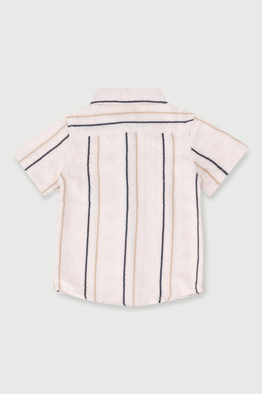 Pre-Boys Woven Textured Striped Shirt - Stone/Navy