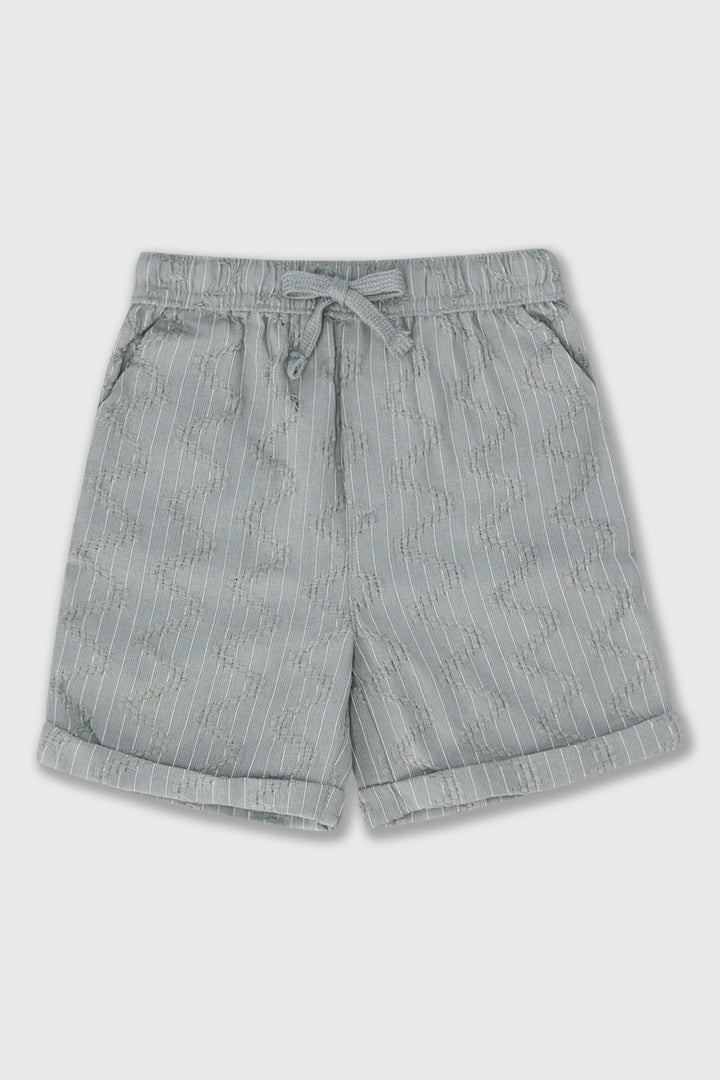 Pre-Boys Zig Zag Stripe Woven Texture Short - Sage