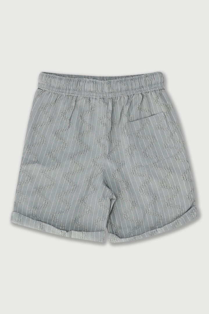 Pre-Boys Zig Zag Stripe Woven Texture Short - Sage
