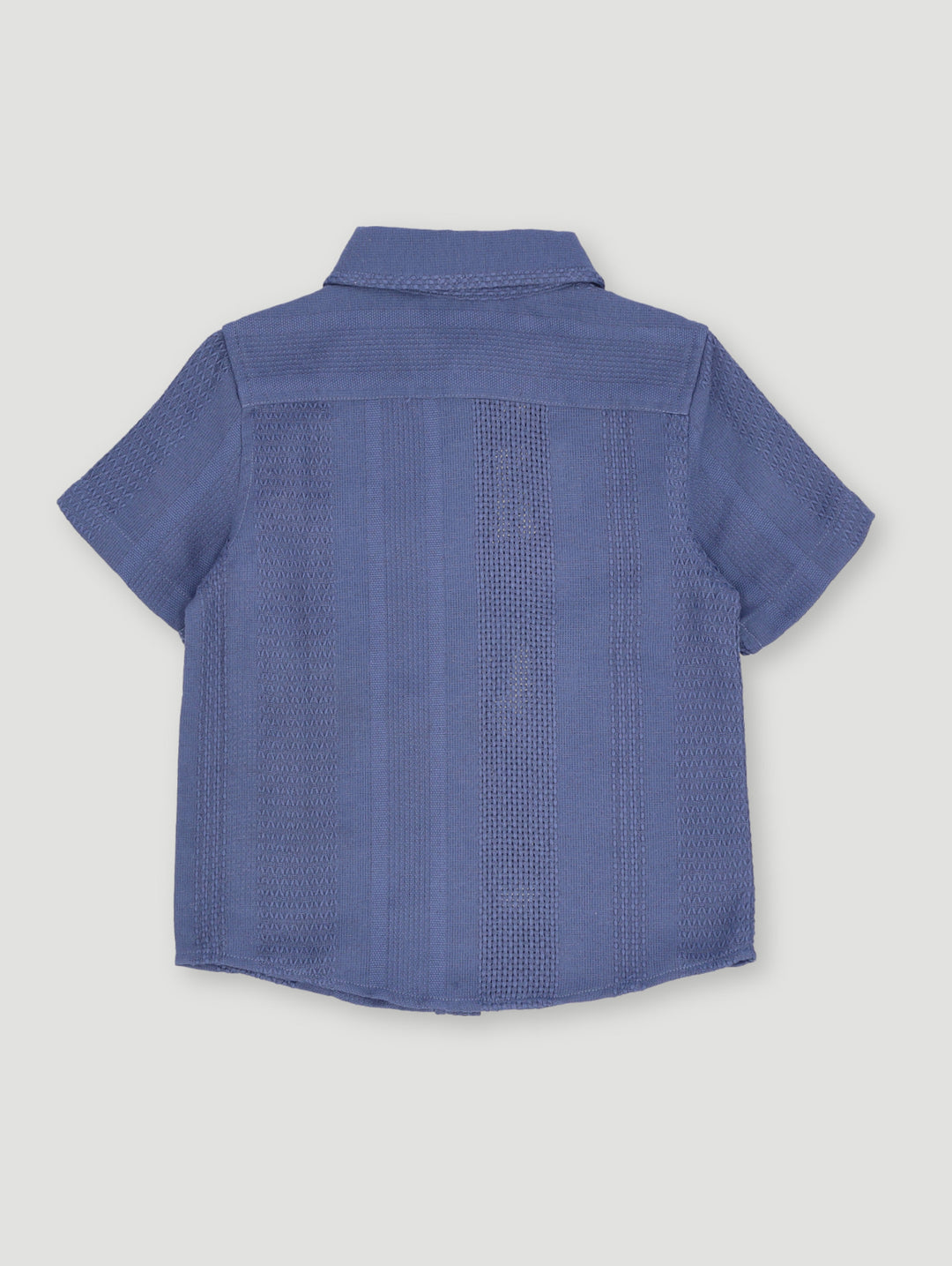 Pre- Boys Short Sleeve Textured Dobby Shirt - Denim