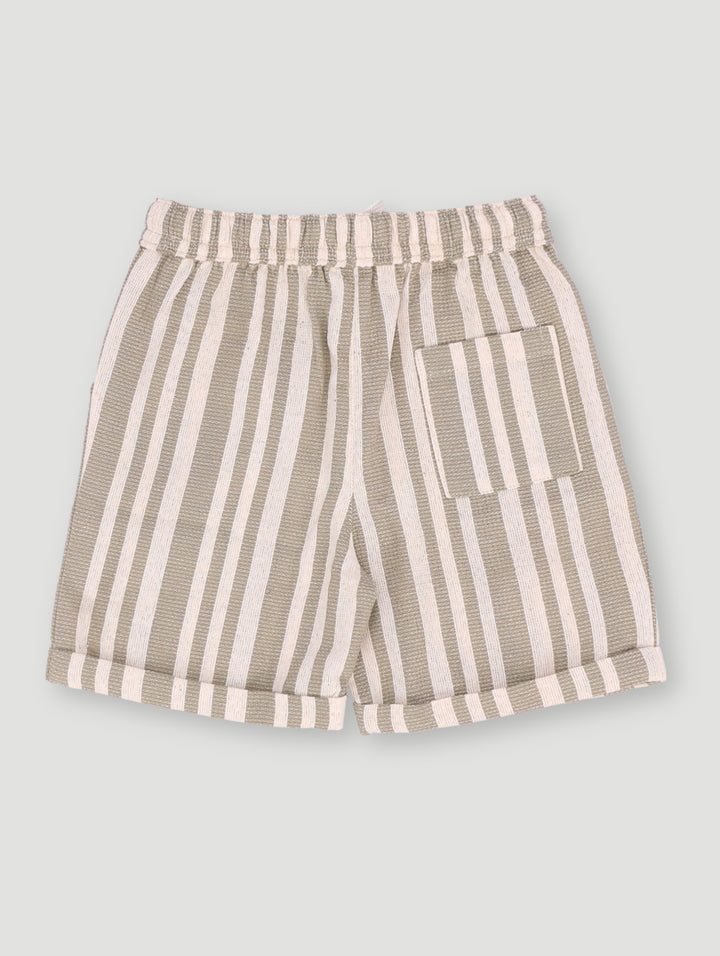 Pre- Boys Textured Stripe Knit Short - Green