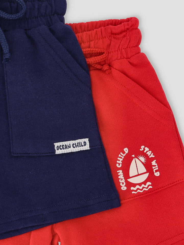 Baby Boys 2 Pack Jolly Marine Knit Short - Navy/Red