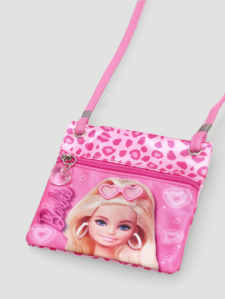 Pre-Girls Barbie Animal Print Sling Bag - Pink