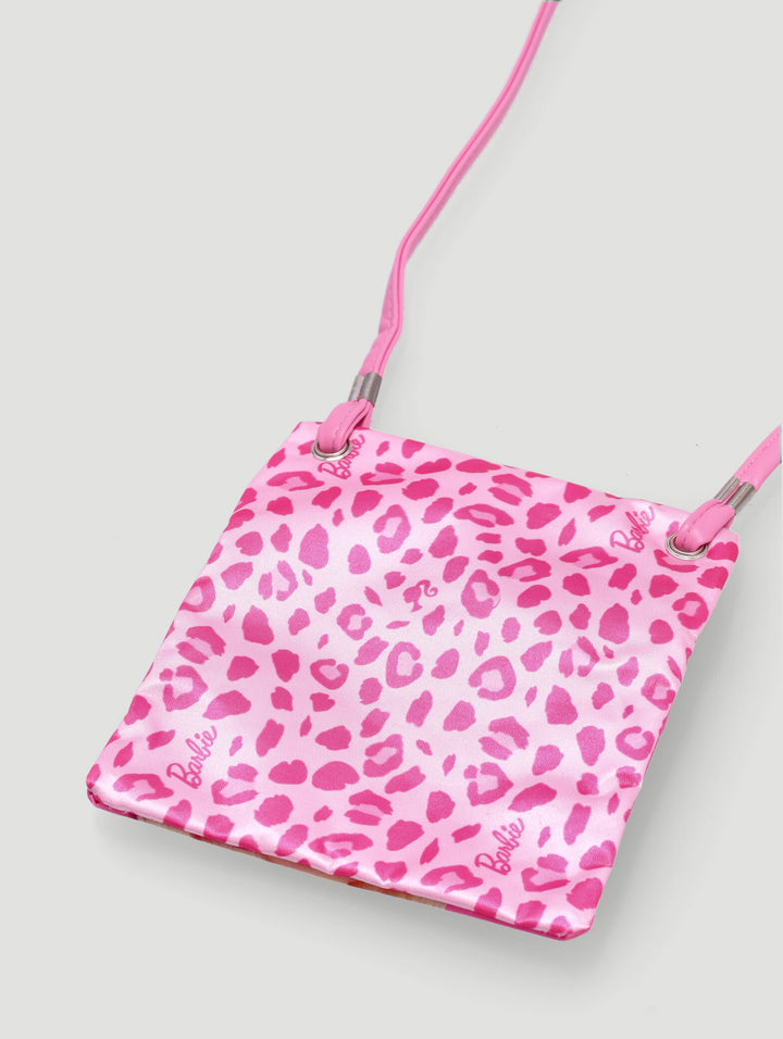 Pre-Girls Barbie Animal Print Sling Bag - Pink