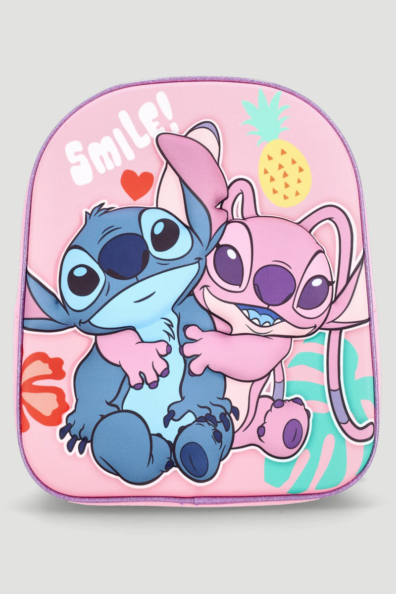 Pre-Girls Stitch & Angel Eva Backpack - Pink