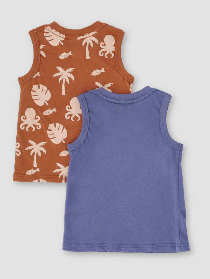 Baby Boys Sleevless 2 Pack Tee - Smokey Blue