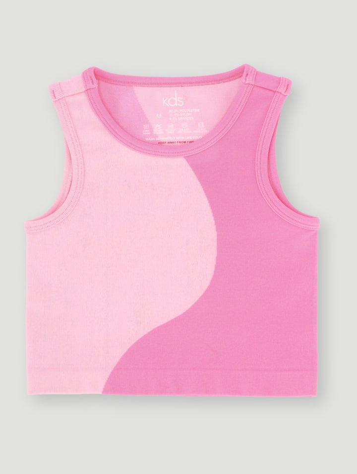 Pre-Girls Crew Neck Seamless Top - Pink
