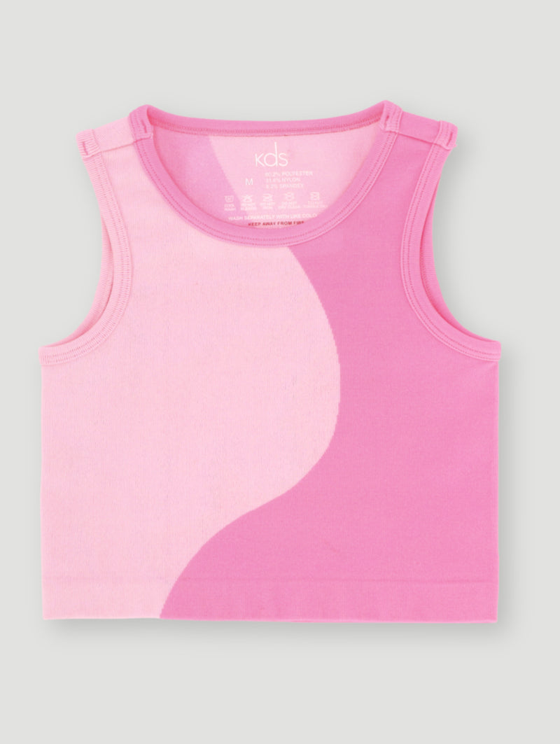 Pre-Girls Crew Neck Seamless Top - Pink
