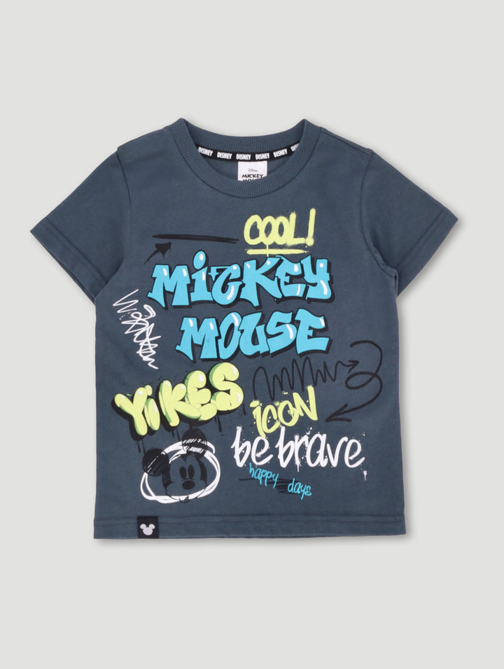 Pre-Boys Graffiti Mickey Tee - Grey
