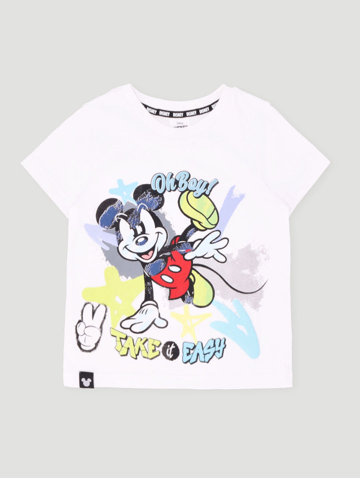 Pre-Boys Graffiti Mickey Tee - White