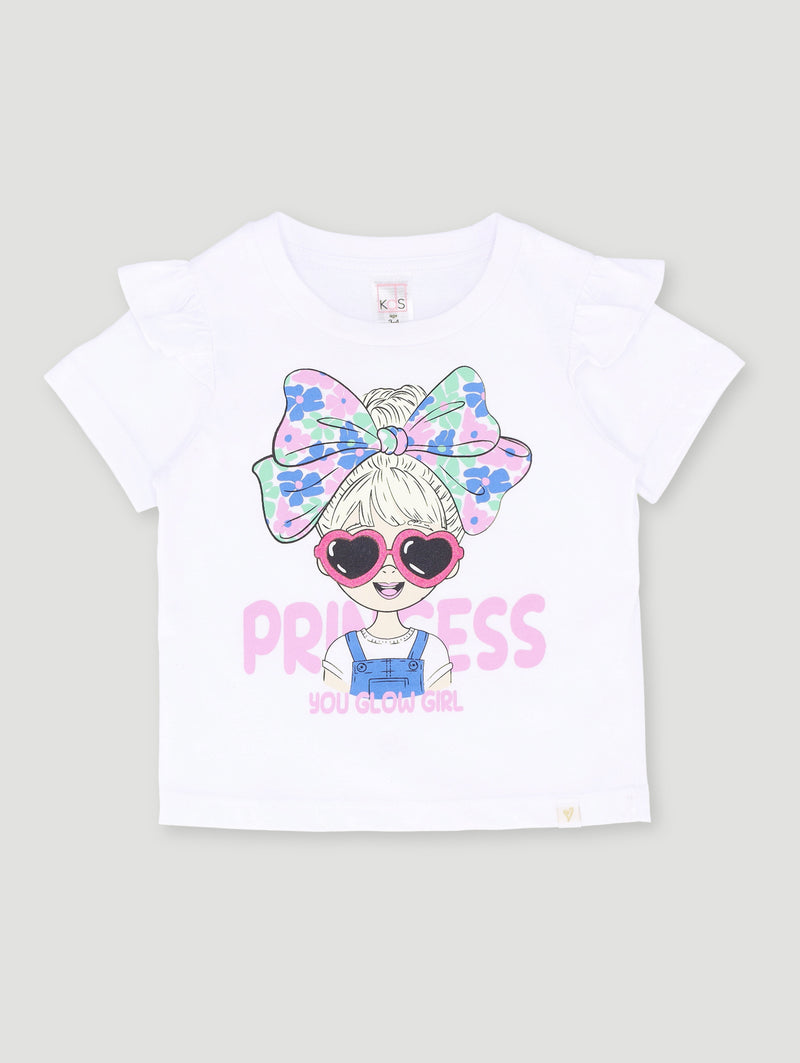 Baby Girls Frilled Princess Tee - White