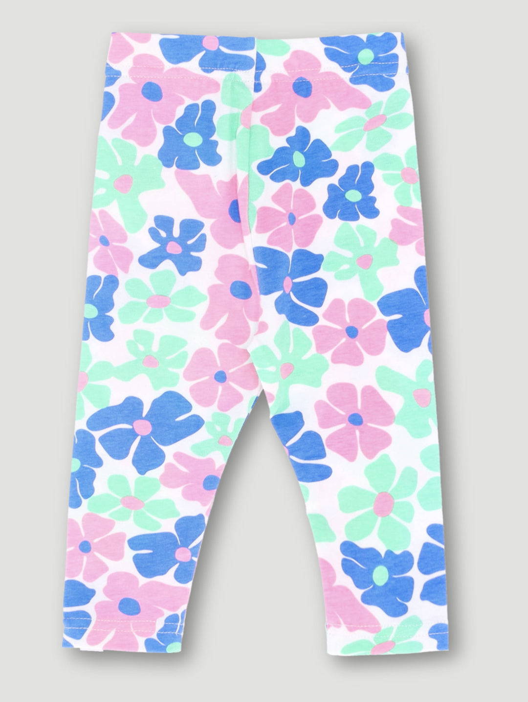 Baby Girls Floral Print Knit Legging- Cobalt