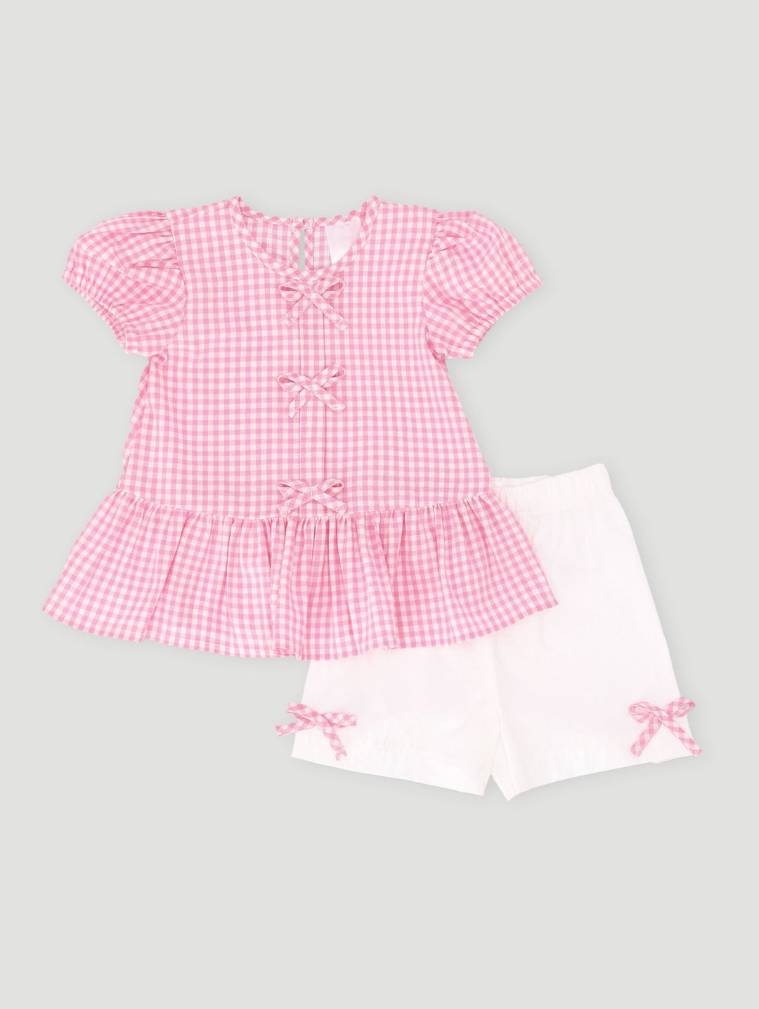 Baby Girls Woven Check Short Set - Pink