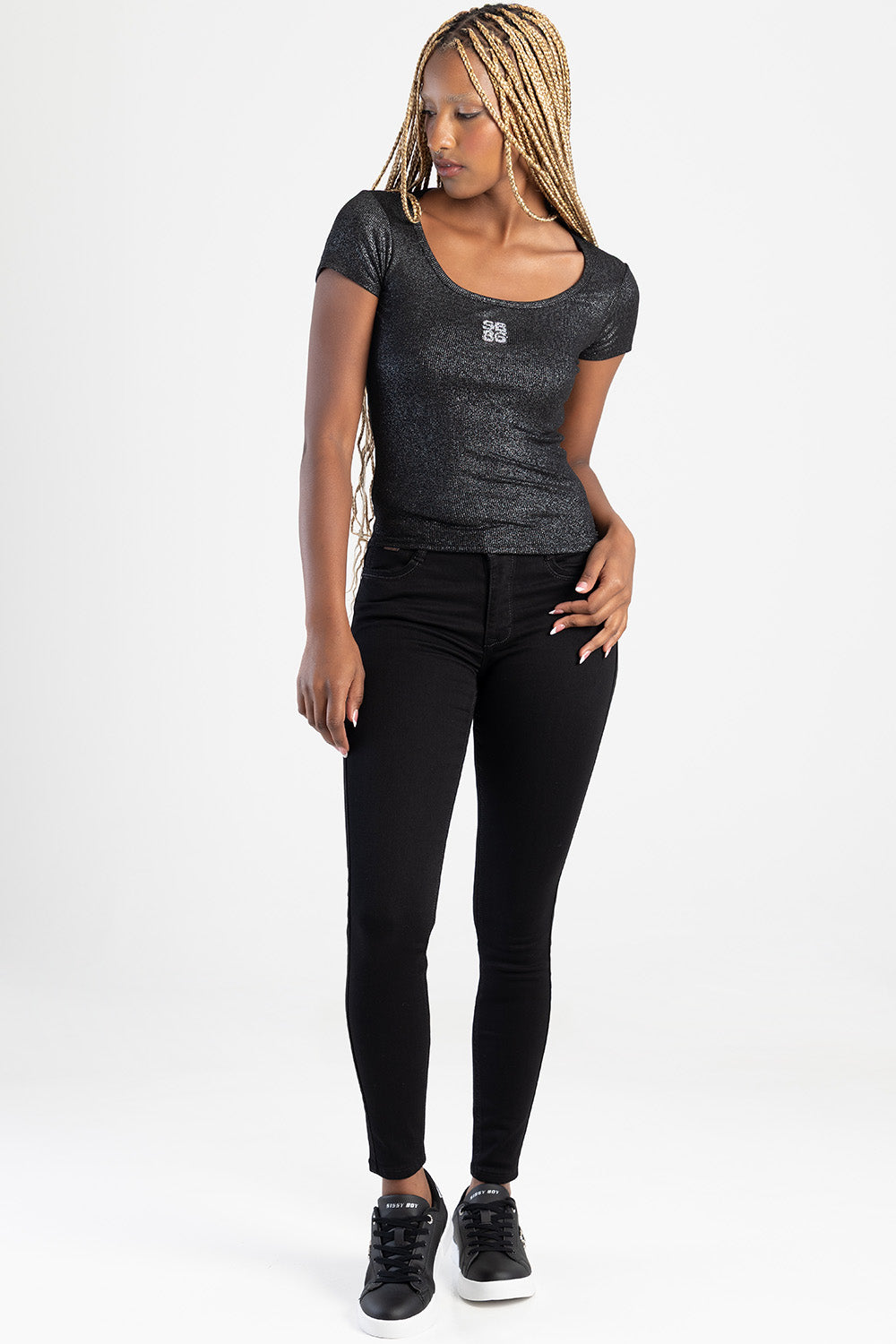 Avery Mid-Waist Basic Skinny Jeans - Black