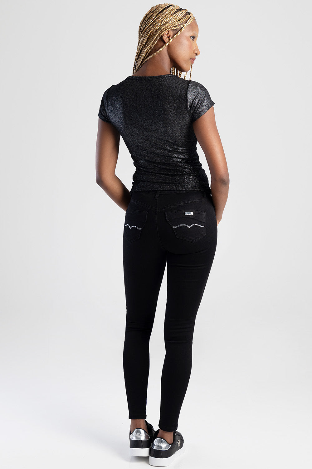 Avery Mid-Waist Basic Skinny Jeans - Black