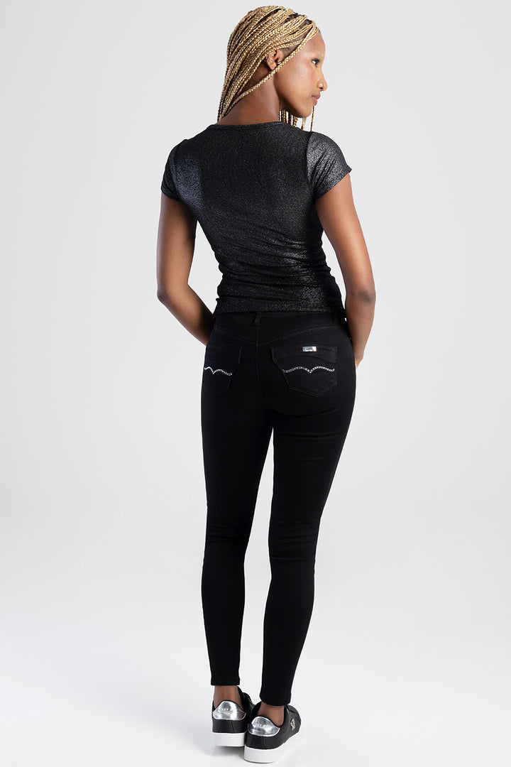 Avery Mid-Waist Basic Skinny Jeans - Black