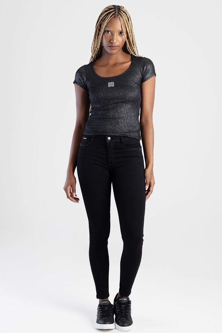 Avery Mid-Waist Basic Skinny Jeans - Black