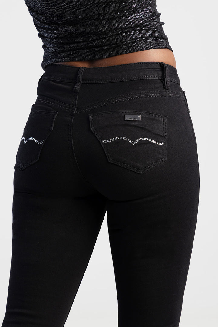 Avery Mid-Waist Basic Skinny Jeans - Black