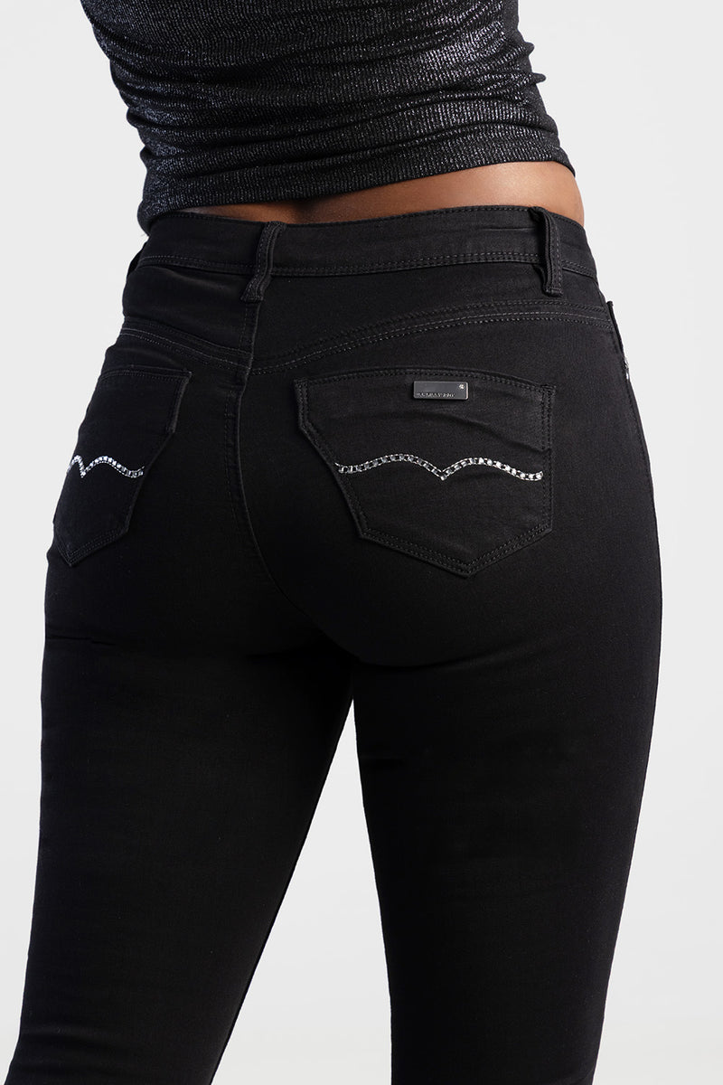 Avery Mid-Waist Basic Skinny Jeans - Black