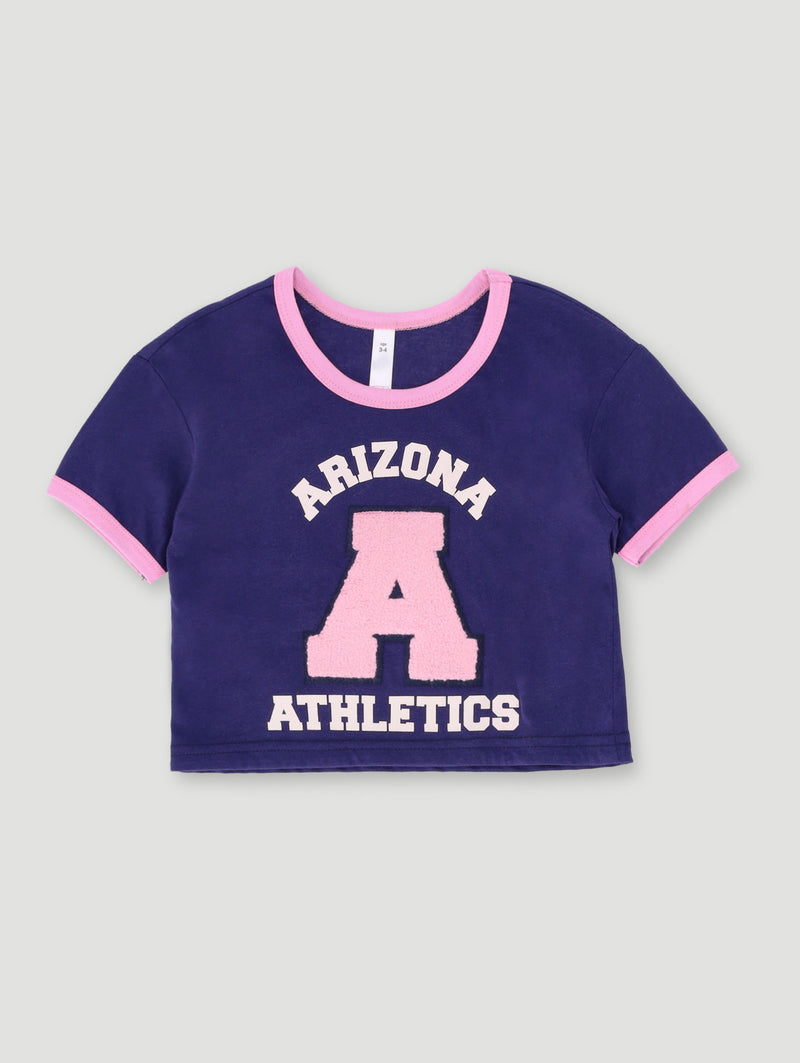 Pre-Girls Boxy Sporty Applique Top - Navy