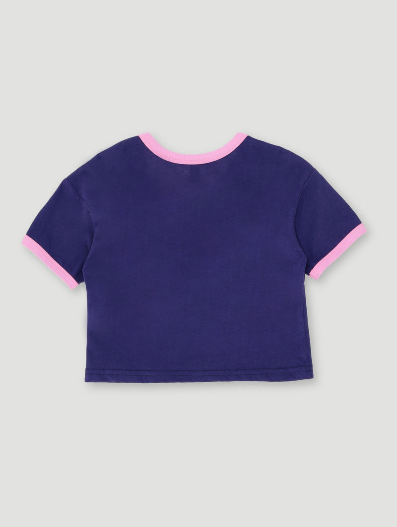 Pre-Girls Boxy Sporty Applique Top - Navy