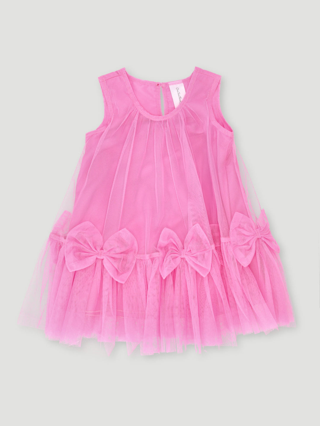 Baby Girls Smart Mesh With Bows Dress - Pink