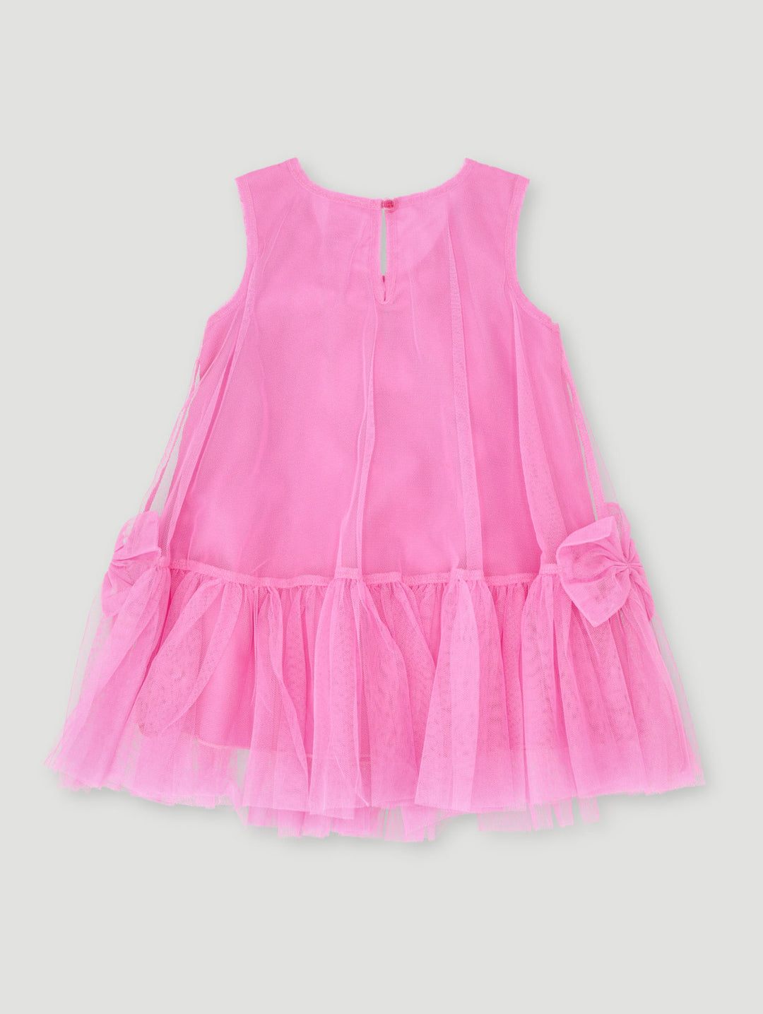 Baby Girls Smart Mesh With Bows Dress - Pink