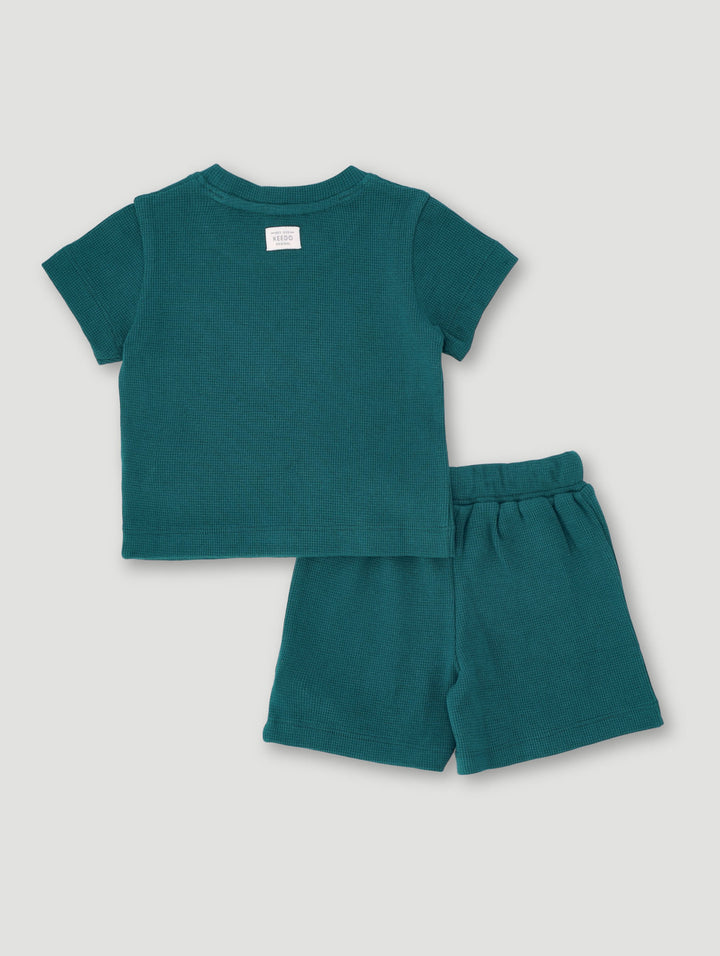 Keedo Baby Boys Waffle Tee & Short Set - Teal