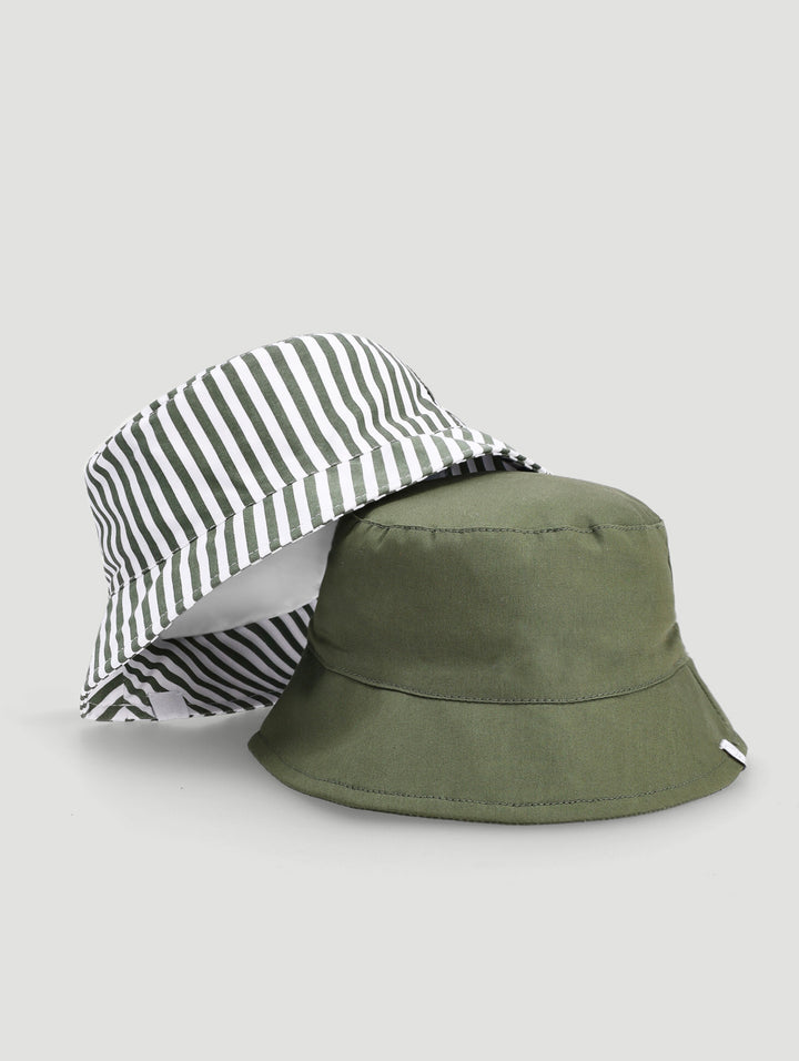 Baby Boys 2 Pack Striped Bucket Hat - Fatigue