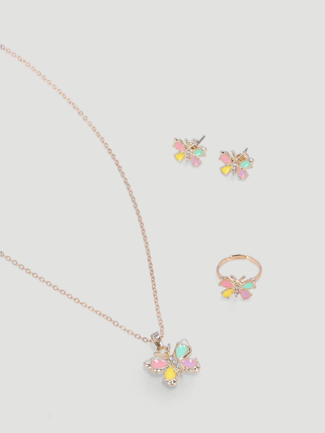 Pre-Girls Floral Necklace Earring & Ring Set - Multi