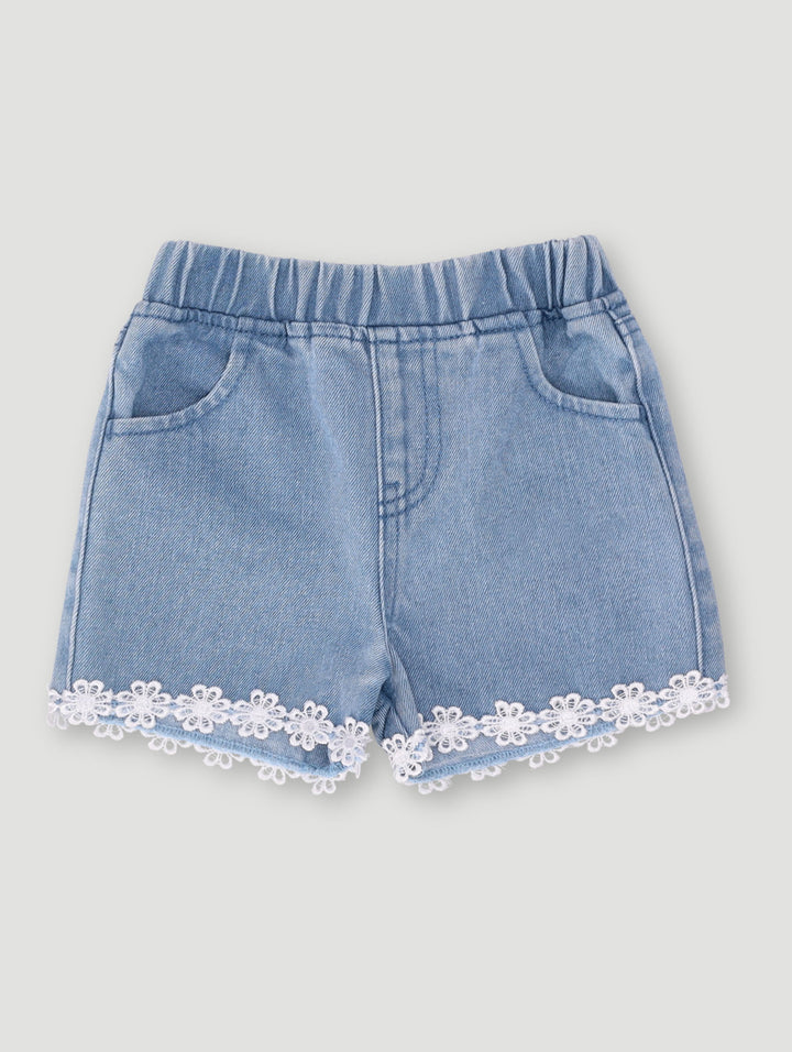 Baby Girls Denim Angalaise Short - Blue